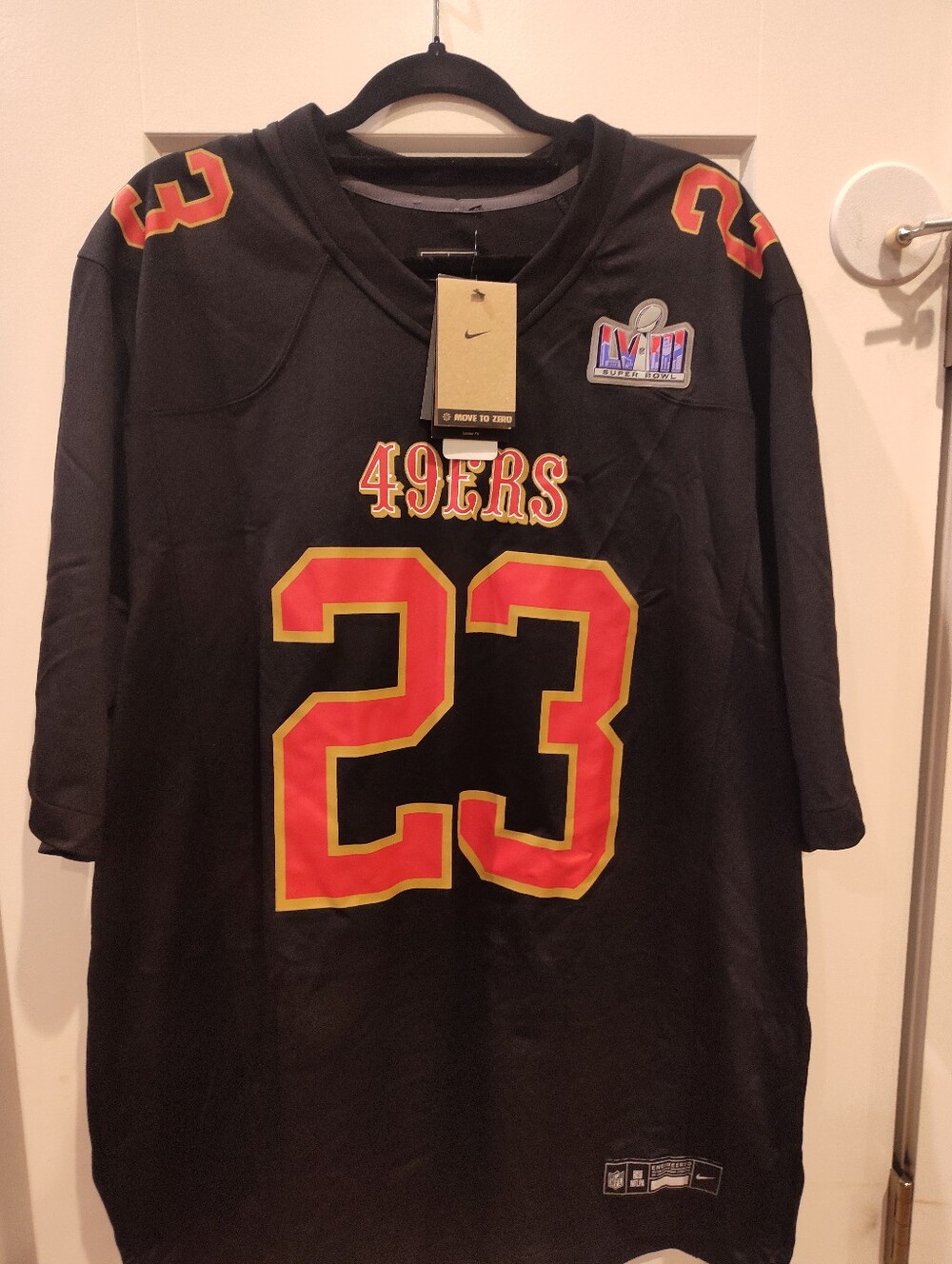 Nike Christian McCaffrey San Francisco 49ers Super Bowl LVIII Jersey Men's 2XL